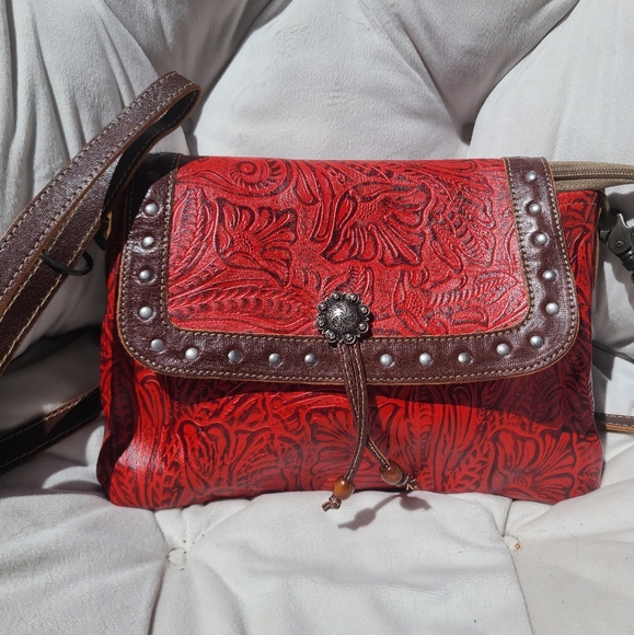 Red Leather Myra Crossbody - Picture 1 of 5